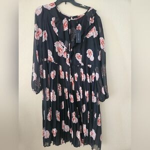 NWT Tommy Hilfiger Floral Black Dress Size 16